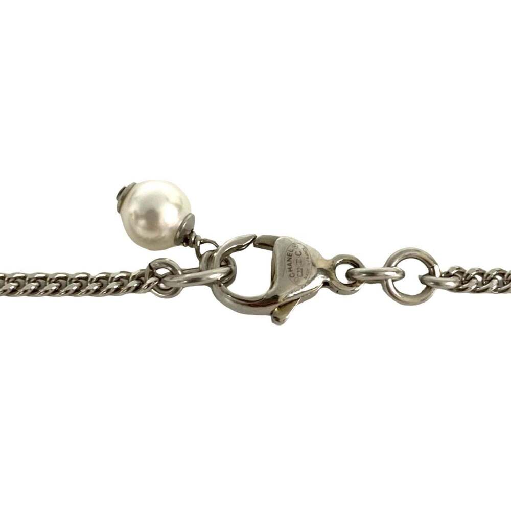CHANEL Authentic Silver Pearl Logo Necklace - Picture 3 of 6
